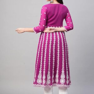 Chickenkari Anarkali Kurti(Dark Pink)